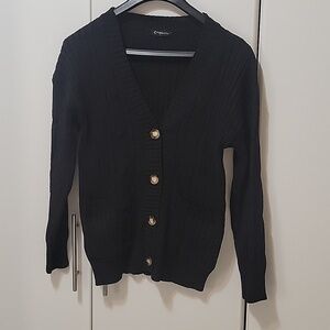 Fuinloth Womens black knit cardigan size small